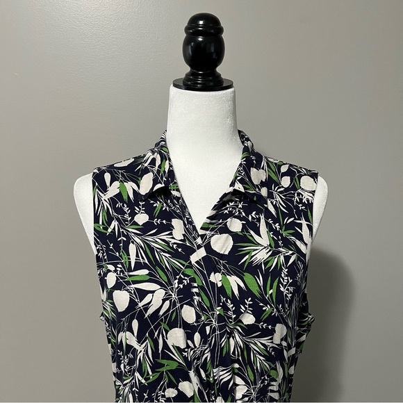 Hobbs London Nadia Sleeveless Jersey Dress Floral Leaf Navy Pattern - Picture 6 of 16